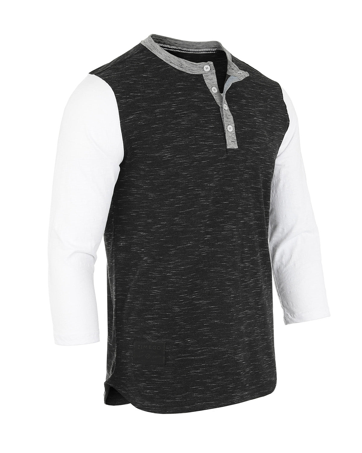 ZIMEGO Men's 3/4 Sleeve Black & White Baseball Henley β Casual Athletic Button Crewneck Shirts