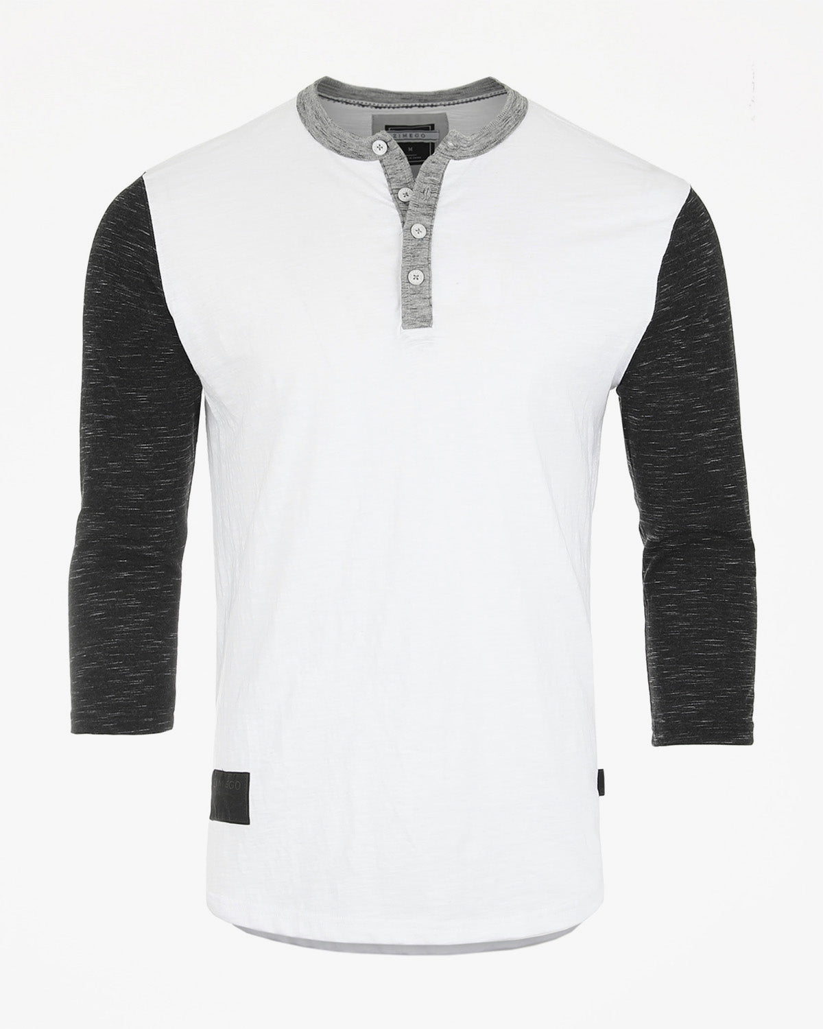 ZIMEGO Men's 3/4 Sleeve Black & White Baseball Henley β Casual Athletic Button Crewneck Shirts