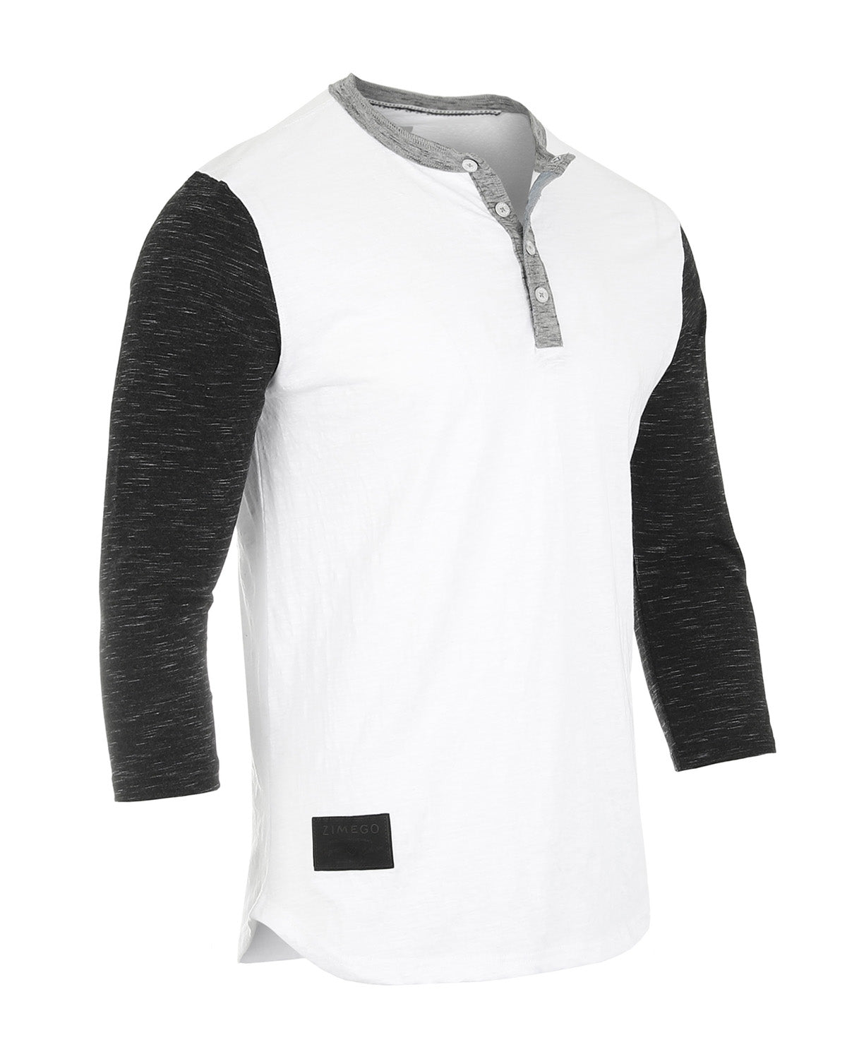 ZIMEGO Men's 3/4 Sleeve Black & White Baseball Henley β Casual Athletic Button Crewneck Shirts