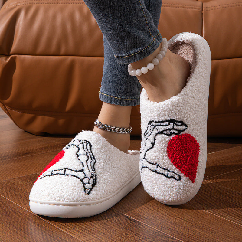 Funny Halloween Love Skull-hand Slippers Home Non-slip Soft Bottom