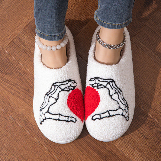 Funny Halloween Love Skull-hand Slippers Home Non-slip Soft Bottom