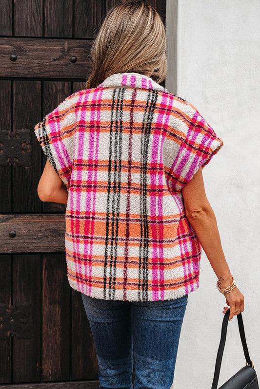 Molly Sherpa Plaid Jacket Vest-1