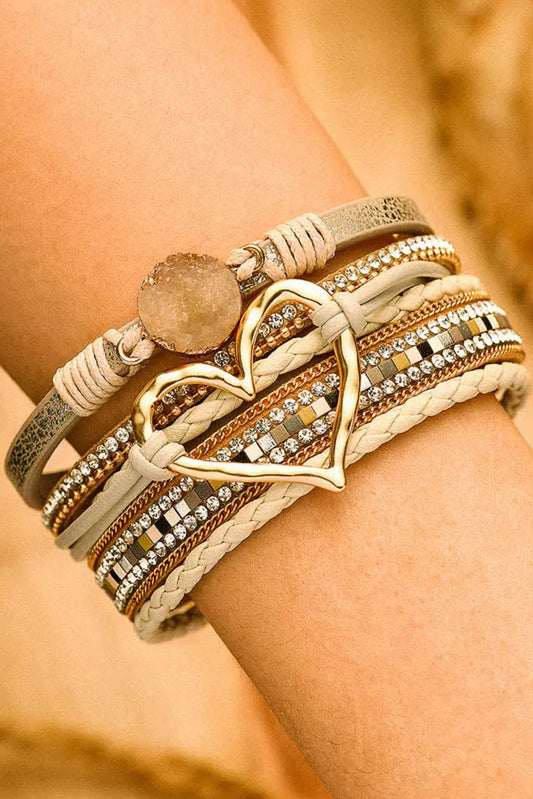 Bohemian Heart Rhinestone Magnetic Buckle Bracelet-1