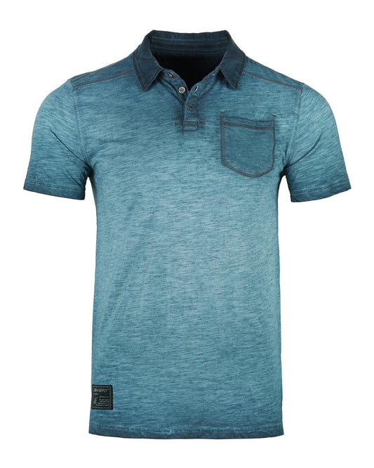 ZIMEGO Mens Short Sleeve Oil Wash Vintage Button Henley Pocket Polo T-Shirt