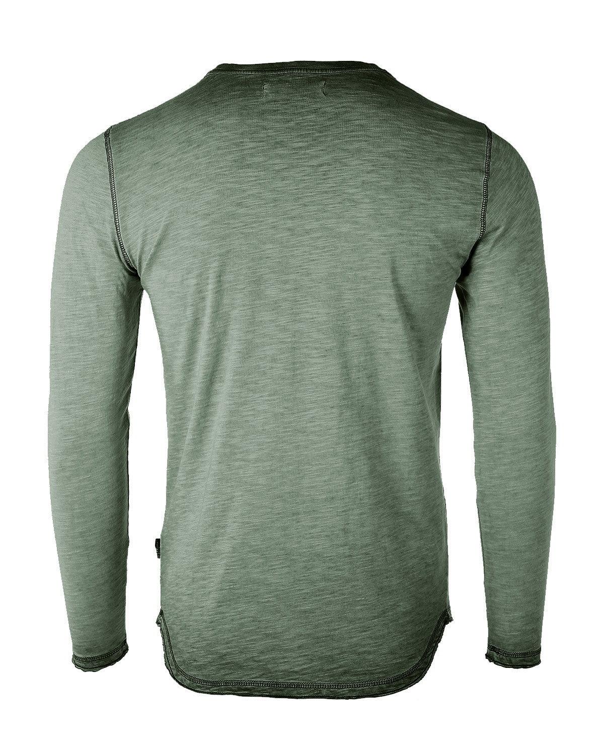 ZIMEGO Mens Long Sleeve Crewneck Oil Wash Vintage Raw Edge Hem Hipster Hip-Hop T shirt