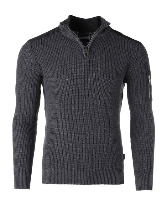 ZIMEGO Mens Long Sleeve Pullover Quarter Zip Mock Neck Polo Sweater with Pocket