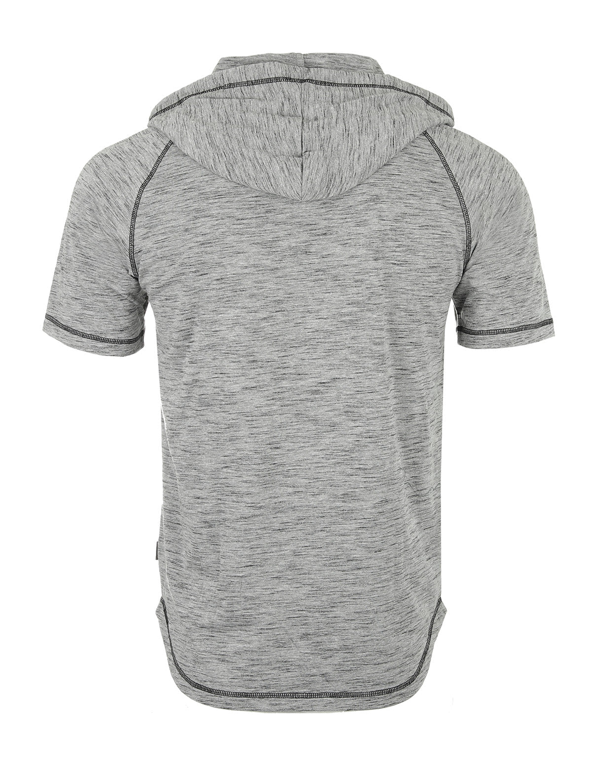 ZIMEGO Men's Short Sleeve Raglan Henley Hoodie Round Bottom Semi Longline T-Shirt