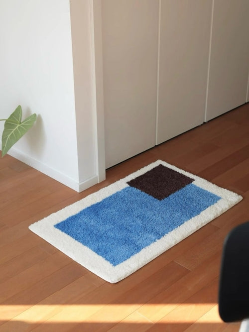Soft Contemporary Abstract Geometric Bath Rug, Absorbent, Anti-slipper