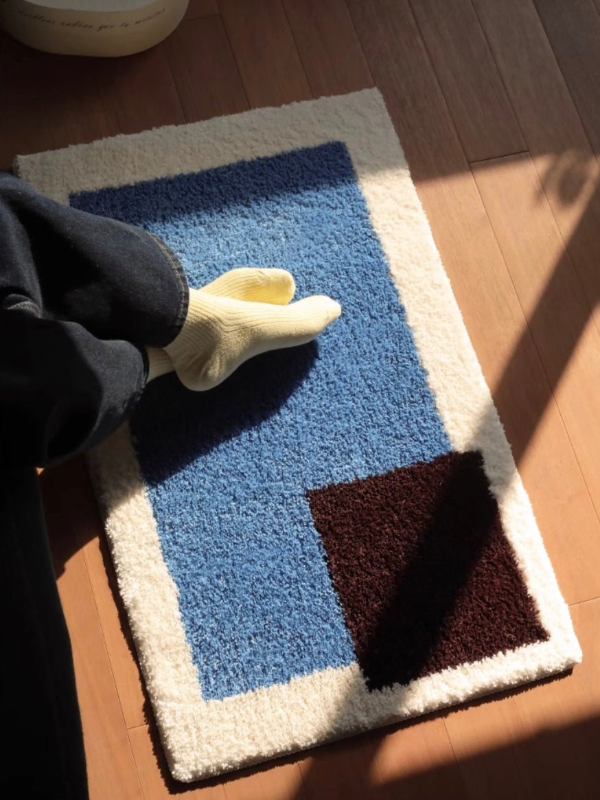 Soft Contemporary Abstract Geometric Bath Rug, Absorbent, Anti-slipper