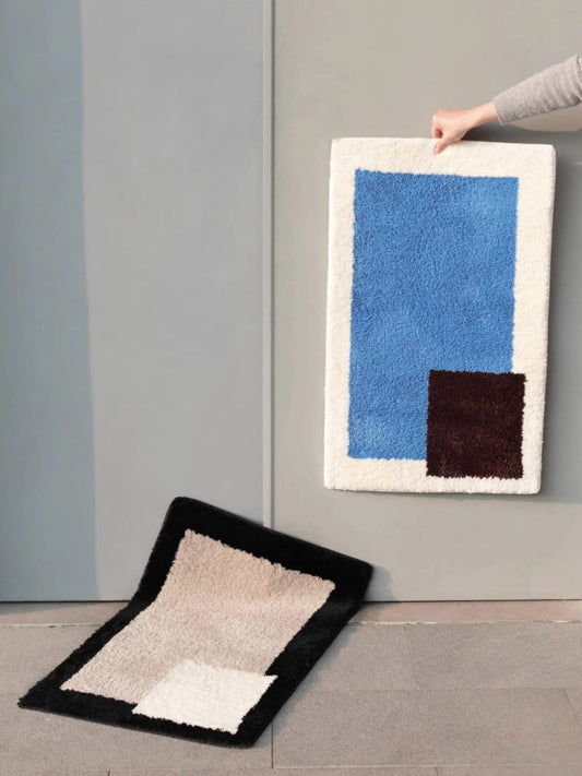 Soft Contemporary Abstract Geometric Bath Rug, Absorbent, Anti-slipper