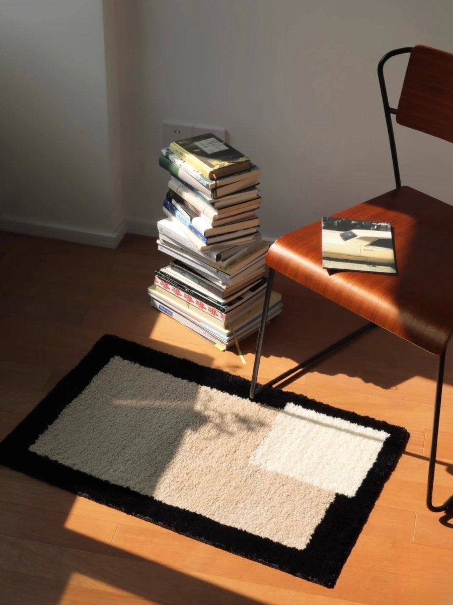 Soft Contemporary Abstract Geometric Bath Rug, Absorbent, Anti-slipper